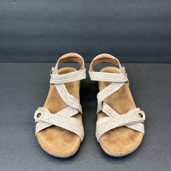 Taos Trulie Cork Wedge Strappy Braided Leather Sandal Tan/Brown US 6- 6.5 EU 37 - Picture 2 of 10